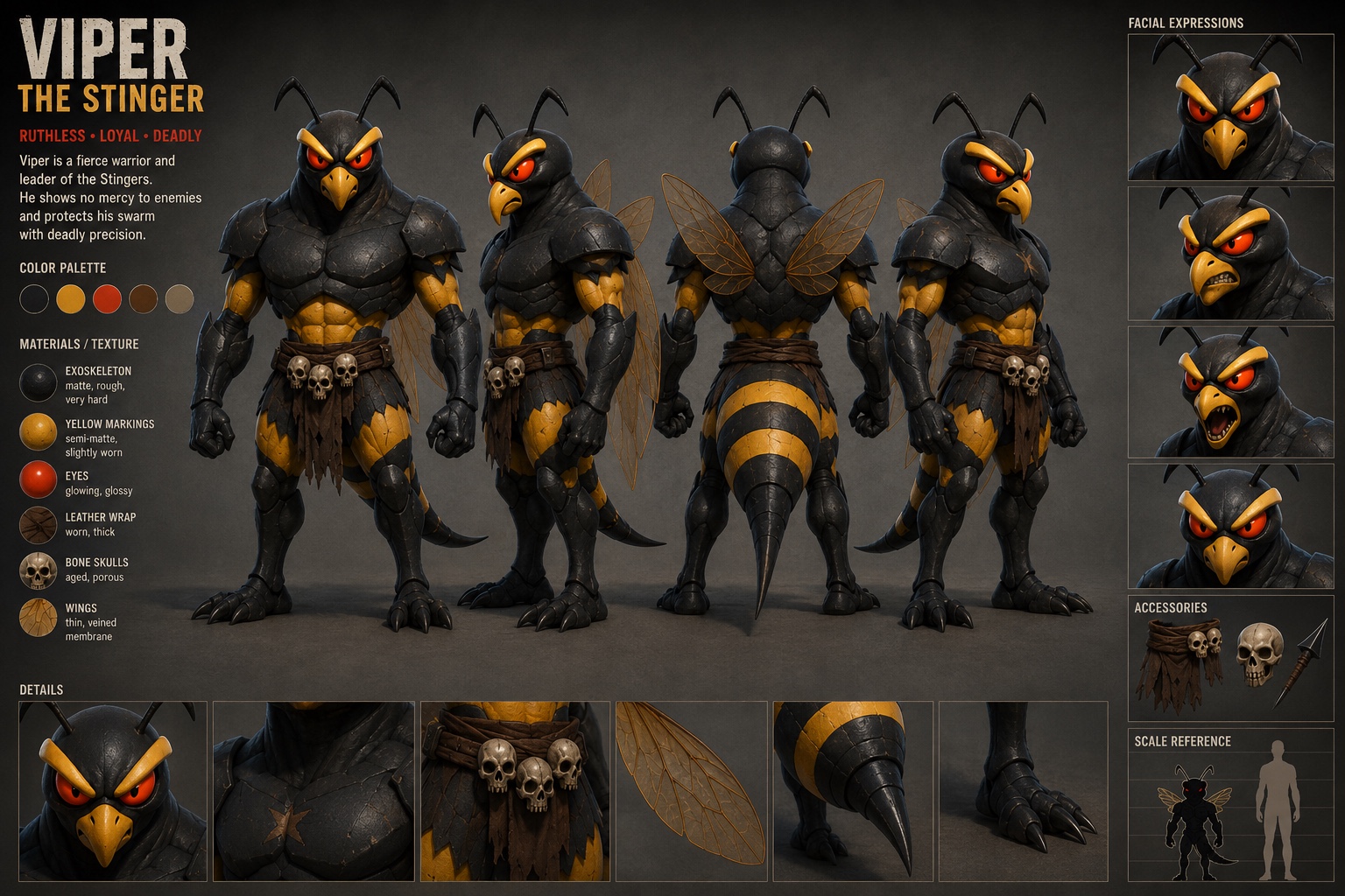 Viper character design sheet