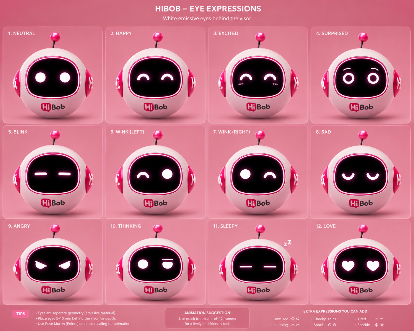 HiBob character expression and animation development